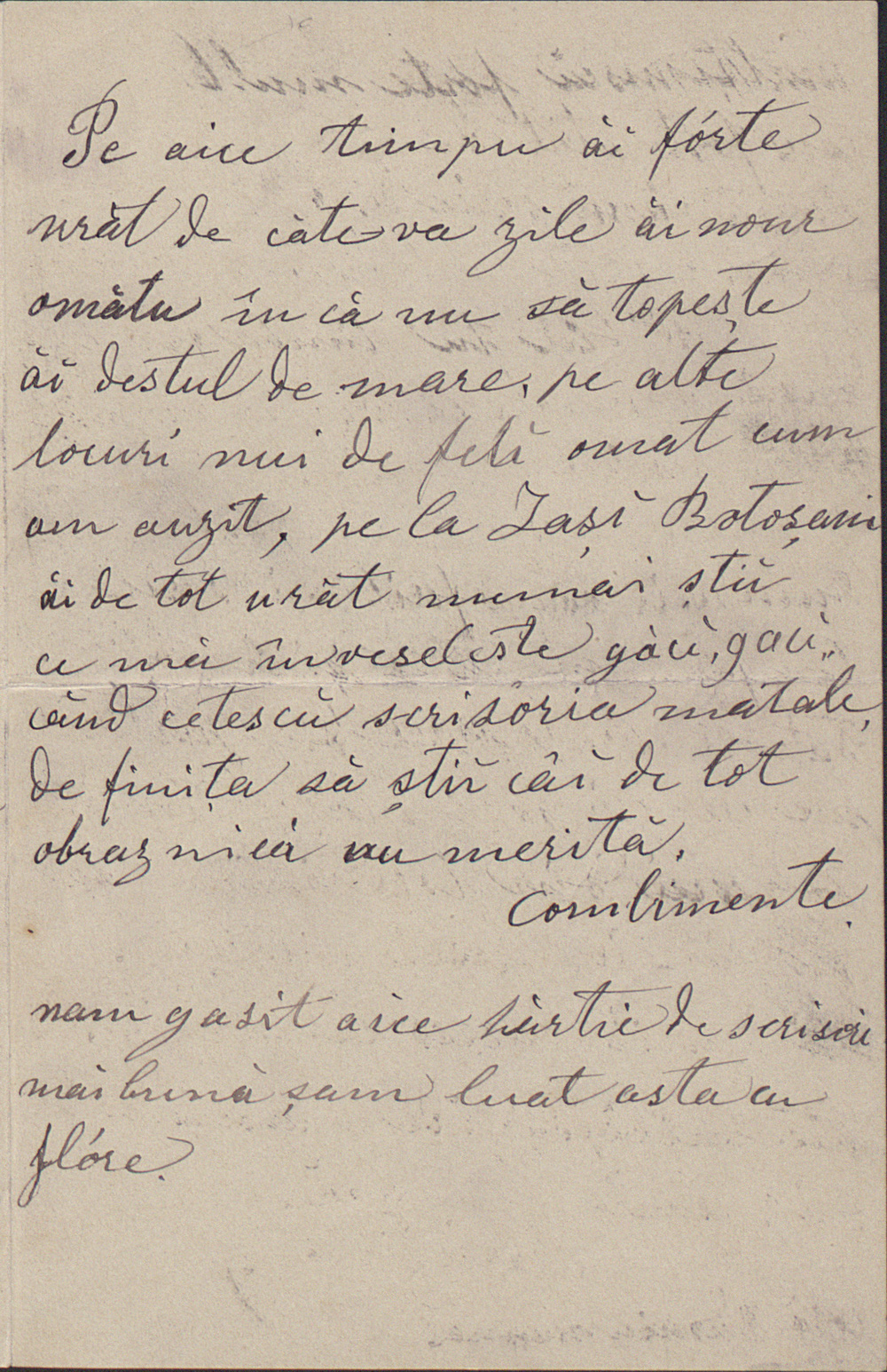 Foto III c -  Scrisoarea Mariei Enescu către fiul său  George (22.01.1895)