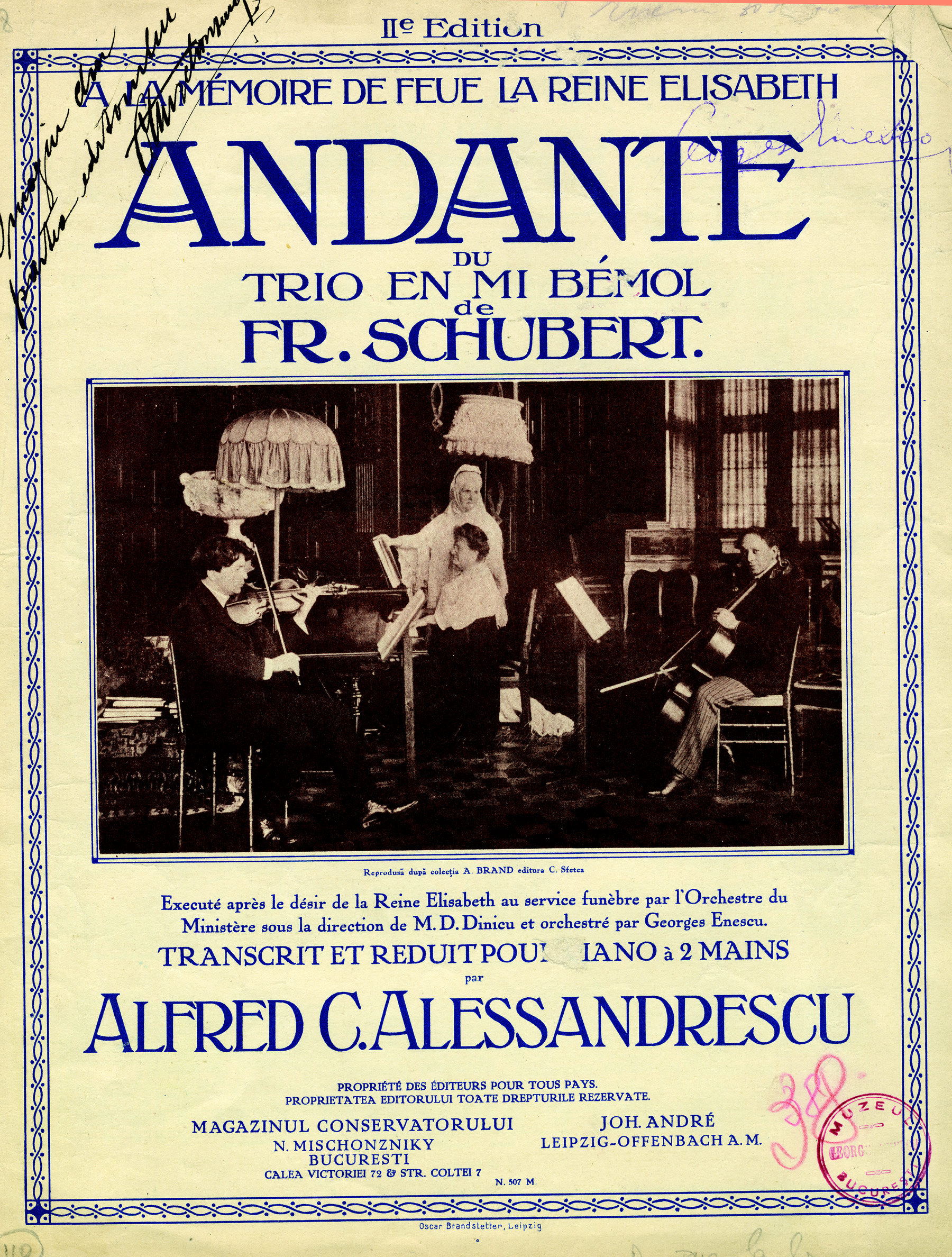 Foto XIII – Coperta partiturii Andante din Trio în mi bemol major de Franz Schubert