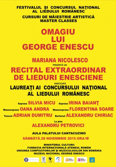OMAGIU LUI GEORGE ENESCU - Recital de lieduri prezentat de MARIANA NICOLESCO