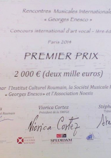 Laureații Primului Concurs de Arta vocala Paris 2014