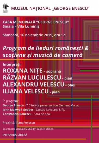 Program de lieduri românești & scoțiene și muzică de cameră