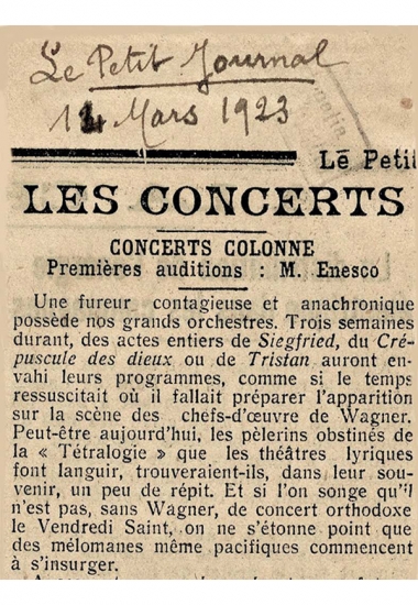 Enescu - în triplă ipostază alături de Orchestra „Colonne” - martie 1923 -