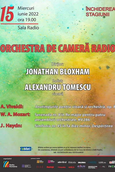 ALEXANDRU TOMESCU cântă „ANOTIMPURILE” lui VIVALDI,  în concertul ce închide stagiunea ORCHESTREI DE CAMERĂ RADIO