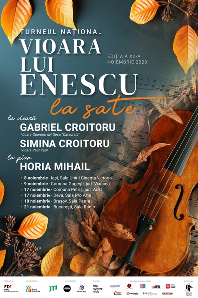 Celebrii violoniști Gabriel Croitoru și Simina Croitoru încep Turneul ”Vioara lui Enescu” pe 8 noiembrie, la Iași 