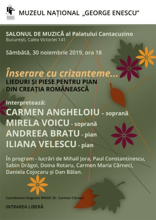 Înserare cu crizanteme... Lieduri și piese pentru pian din creația românească